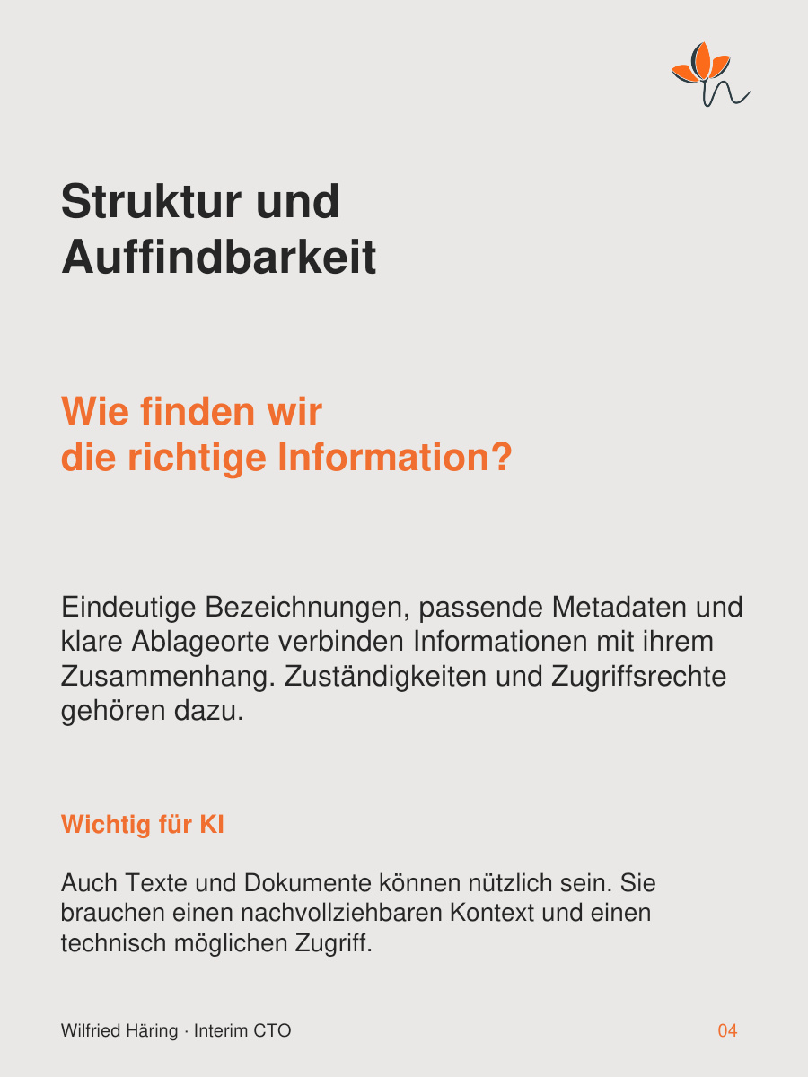 Struktur und Auffindbarkeit von Unternehmensdaten