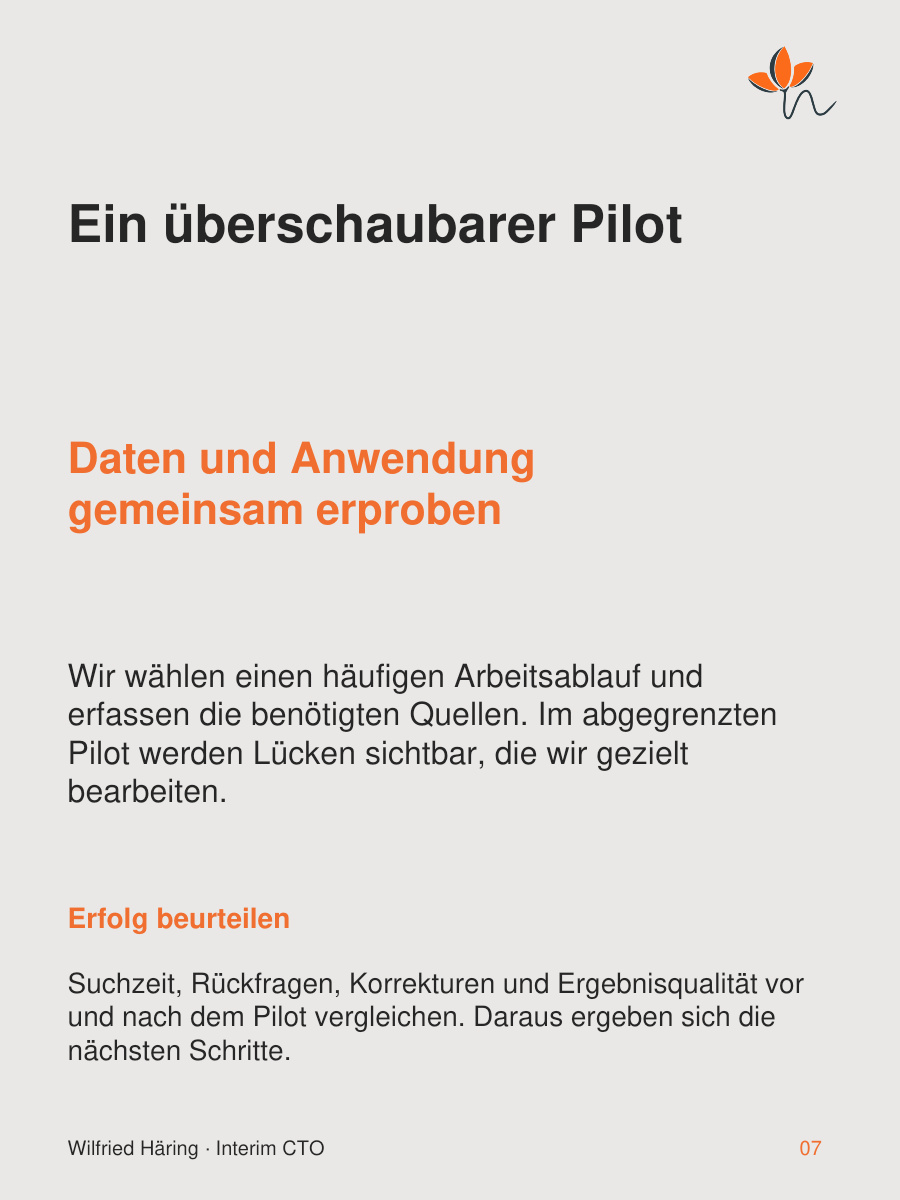 Daten und Anwendung im Pilot erproben