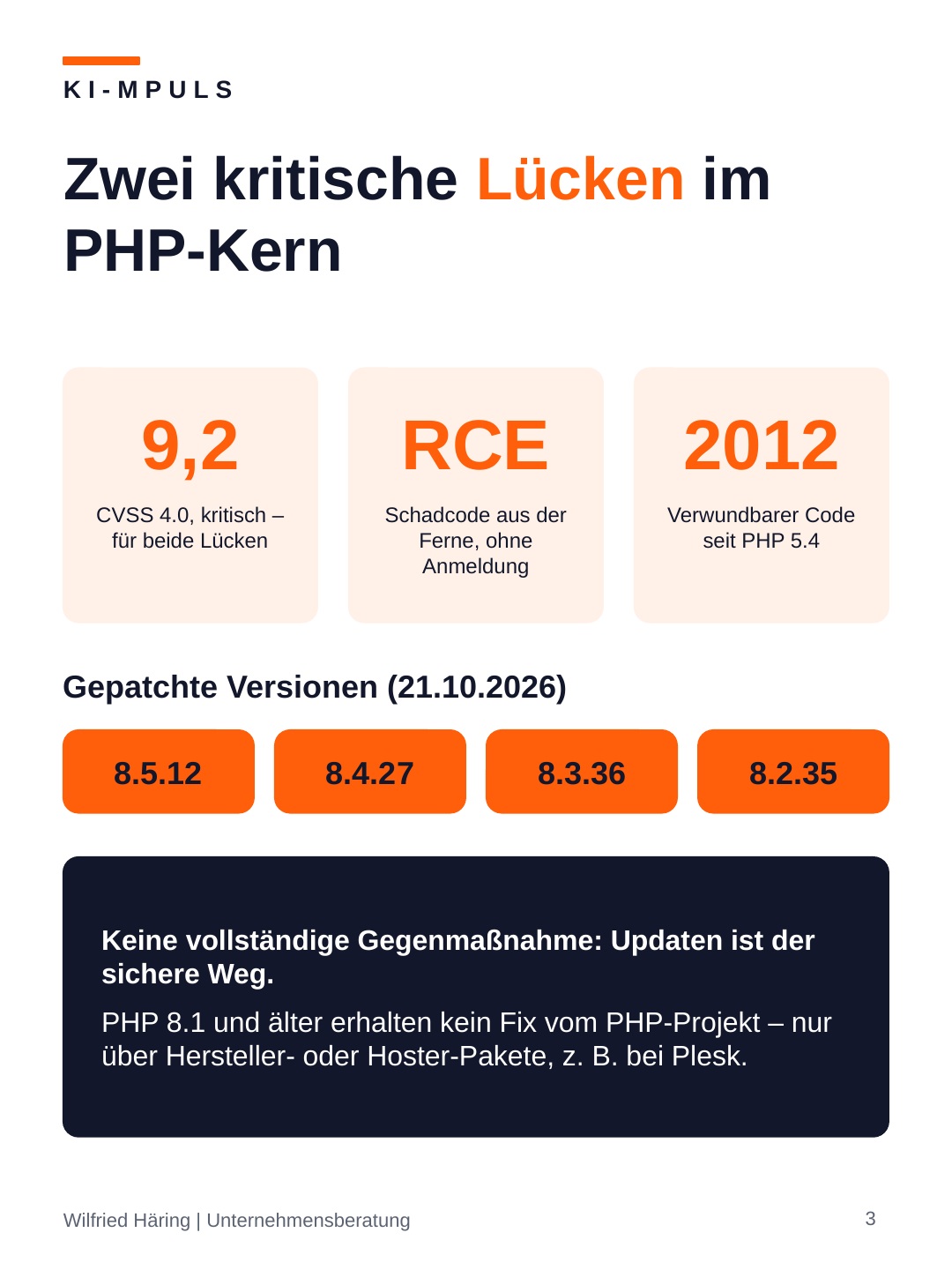Zwei kritische PHP-Schwachstellen und reparierte PHP-Versionen.