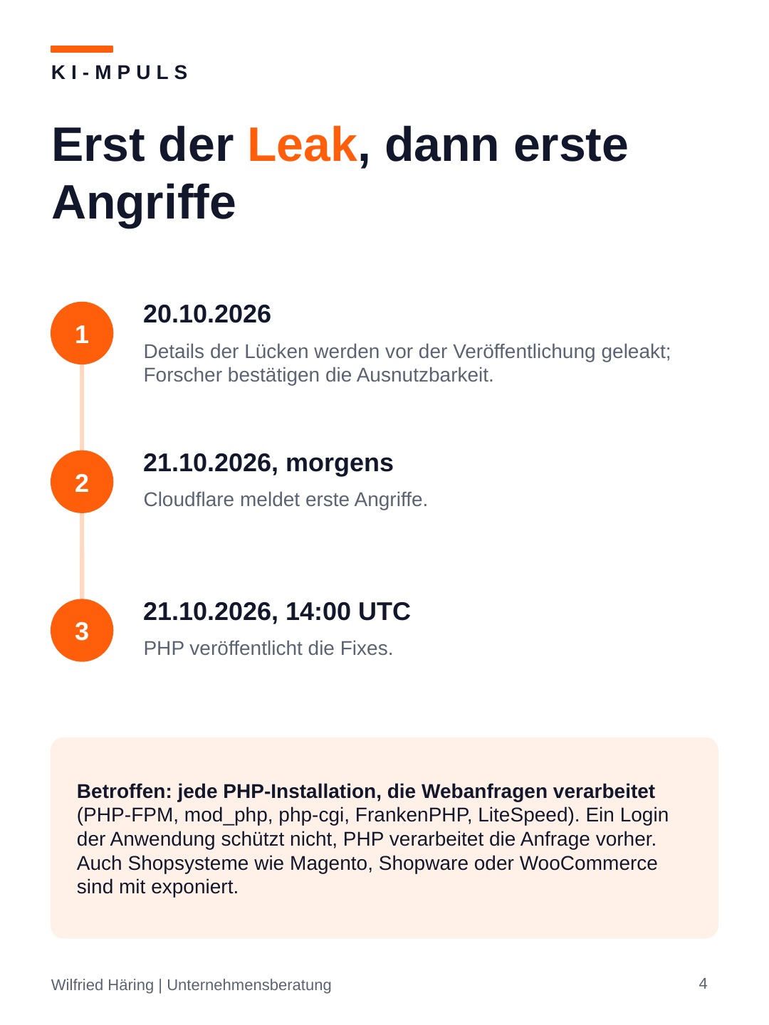 Zeitlicher Ablauf der PHP-Sicherheitswarnung und Veröffentlichung von Updates.