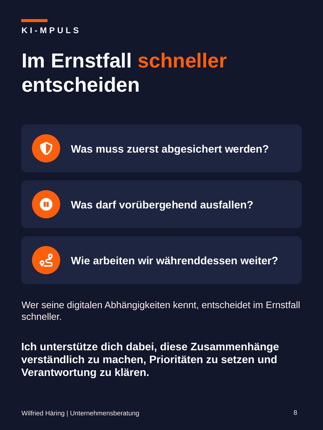 Geschäftliche Prioritäten und Ersatzabläufe bei einem Ausfall.