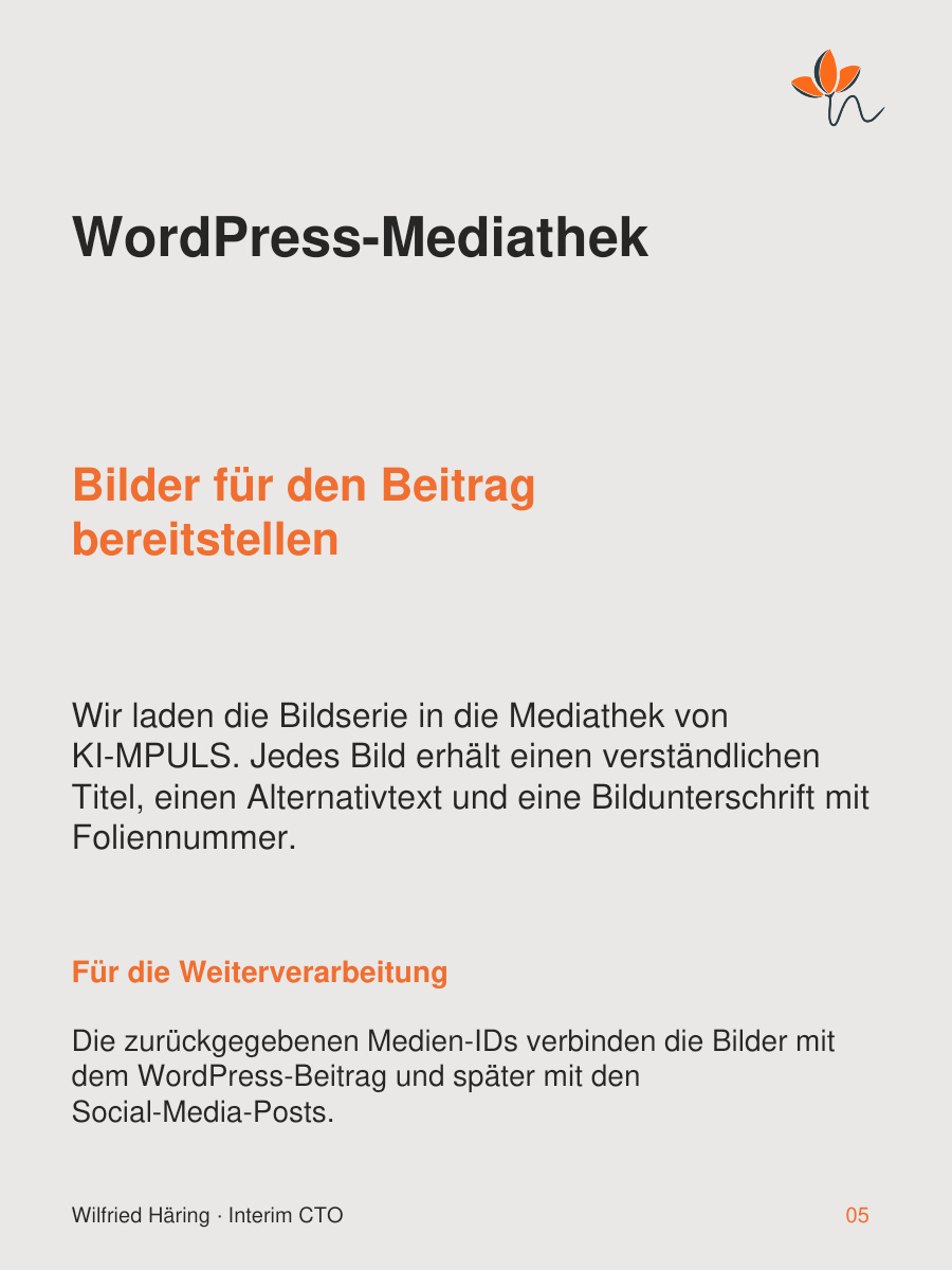 Bildserie in die WordPress-Mediathek hochladen