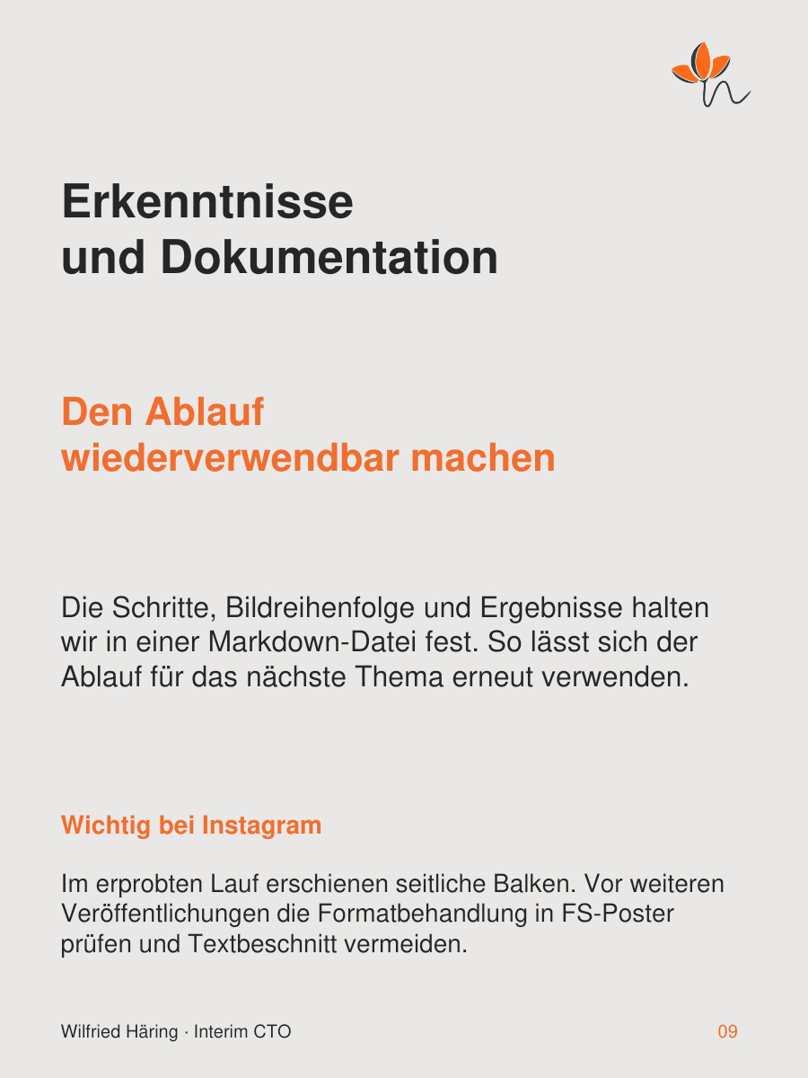 Erkenntnisse in einer Markdown-Datei dokumentieren