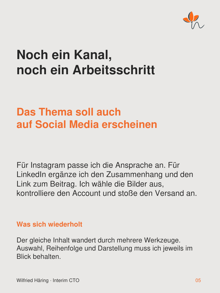 Noch ein Kanal, noch ein Arbeitsschritt