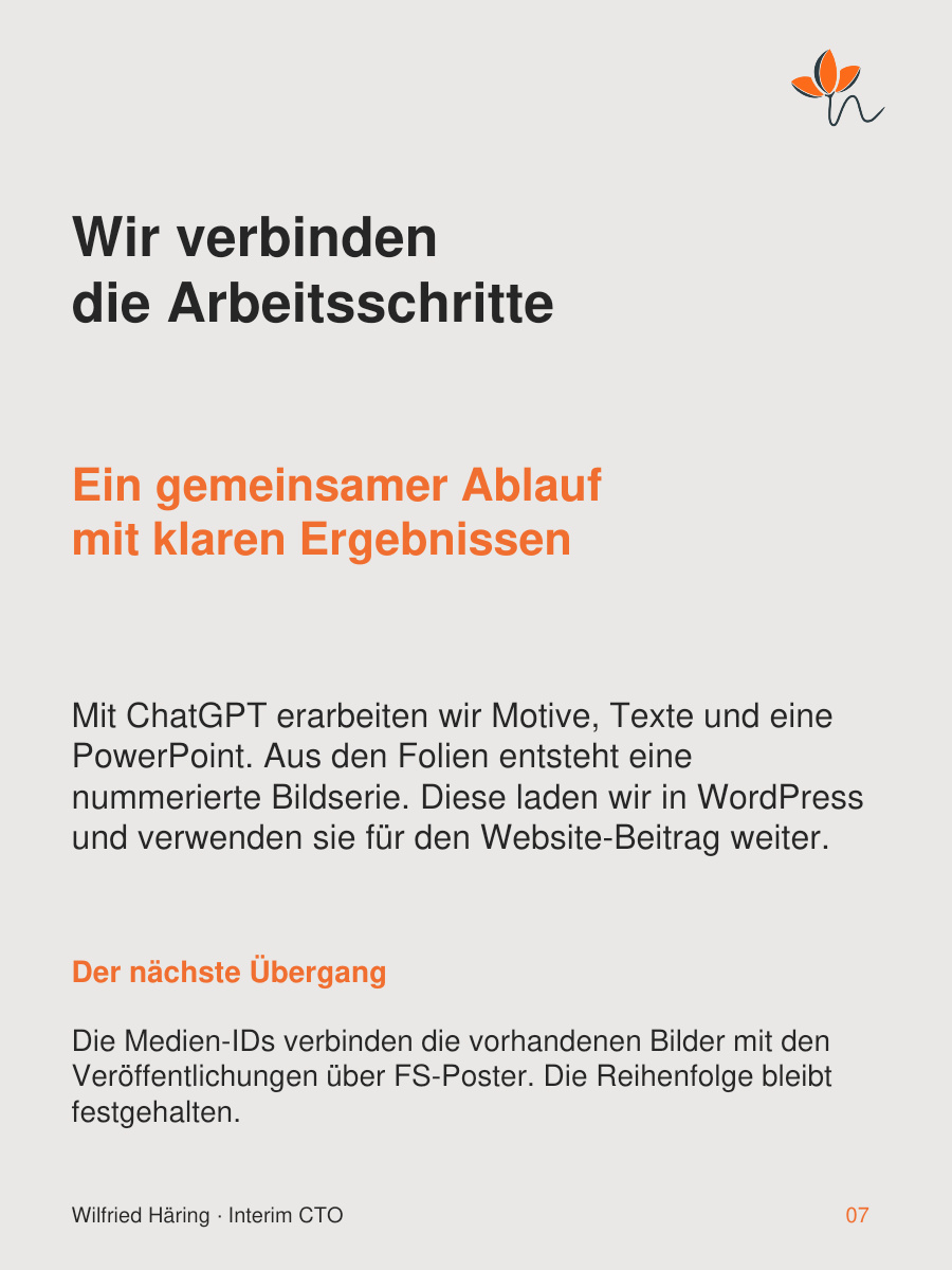 Wir verbinden die Arbeitsschritte